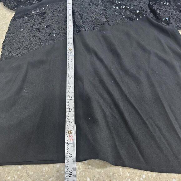 Nina Ricci Paris Sequin Blouse Black 100% Silk Vintage Top Women's Sz 8 - Picture 7 of 11